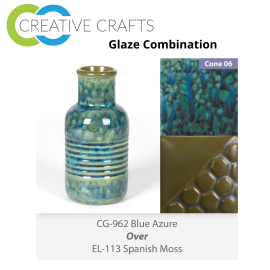 Blue Azure - CG962 over Spanish Moss EL113 Glaze Combination Blue Azure - CG962 over Spanish Moss EL113 Glaze Combination